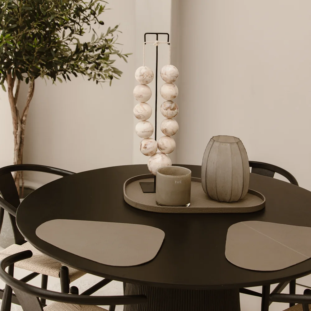 Chamada leren dienblad organisch croco XL taupe bij Duifhuizen