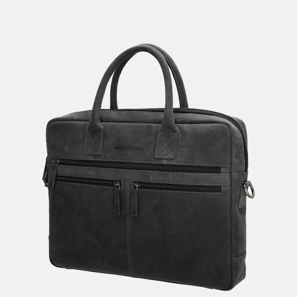 Hide & Stitches Idaho laptoptas 15 inch zwart bij Duifhuizen