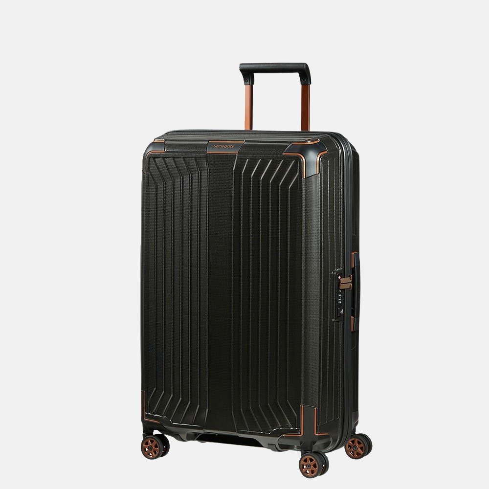 Samsonite Lite-Box spinner 69 cm black copper bij Duifhuizen
