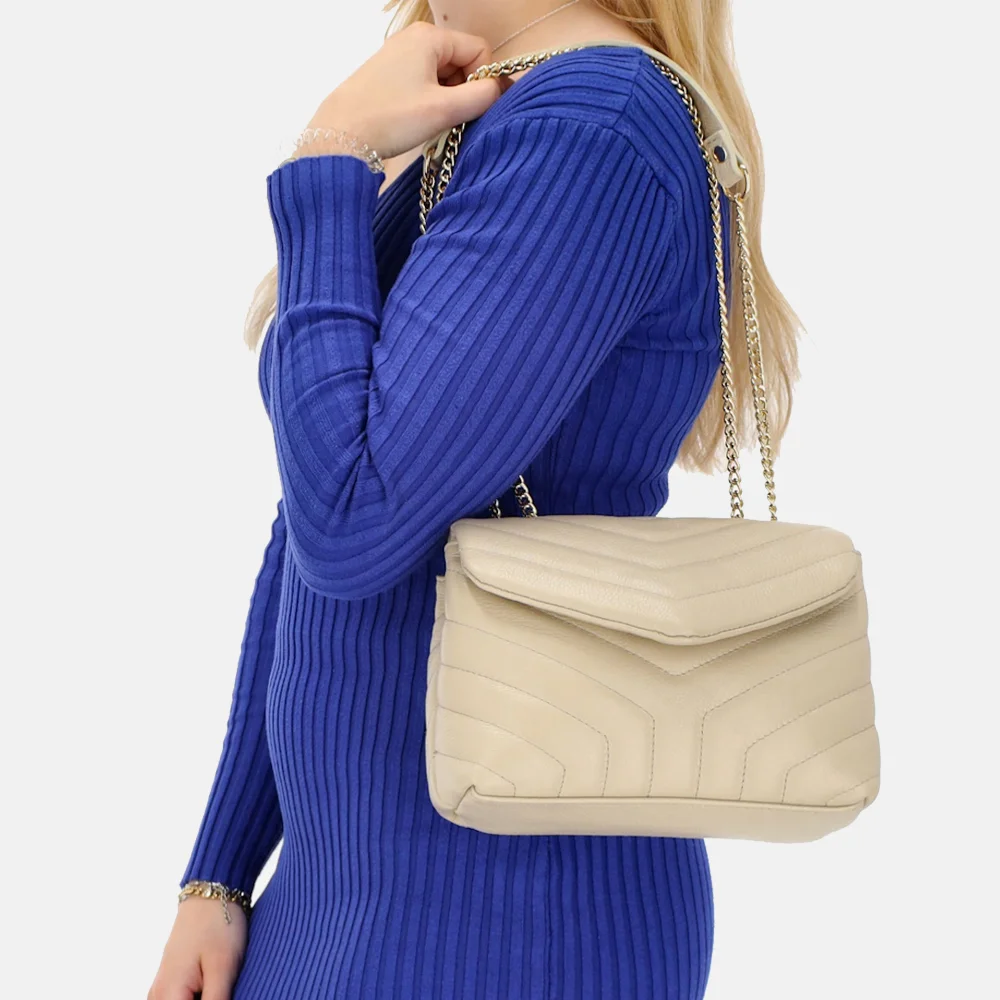 Charm London schoudertas beige bij Duifhuizen