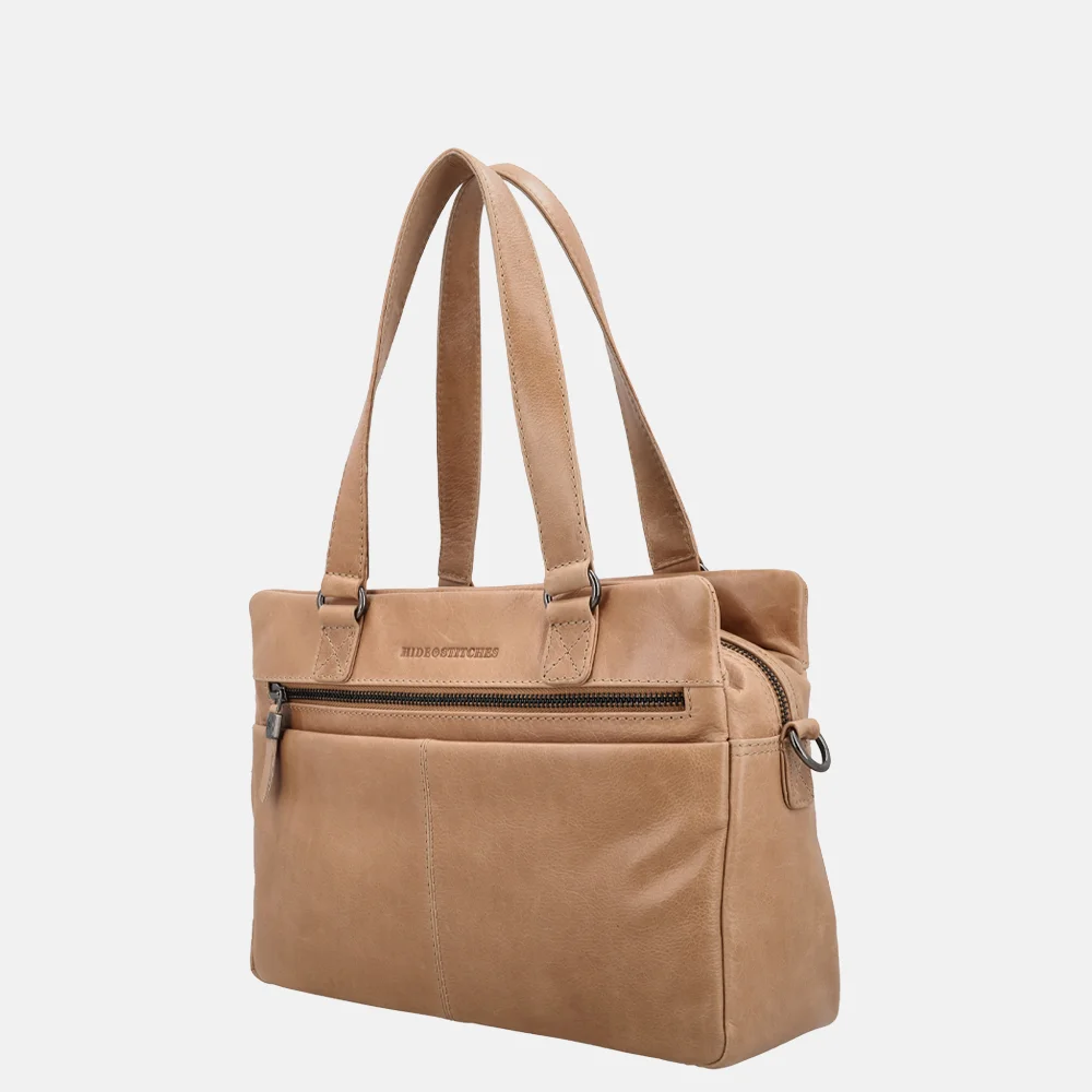 Hide & Stitches Porto handtas taupe bij Duifhuizen