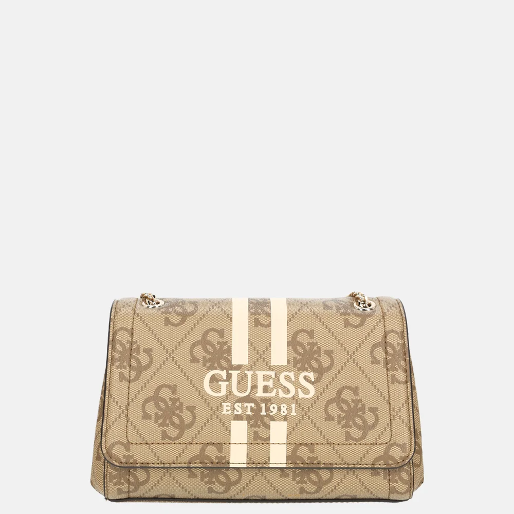 Guess Noelle II crossbody tas latte logo bij Duifhuizen
