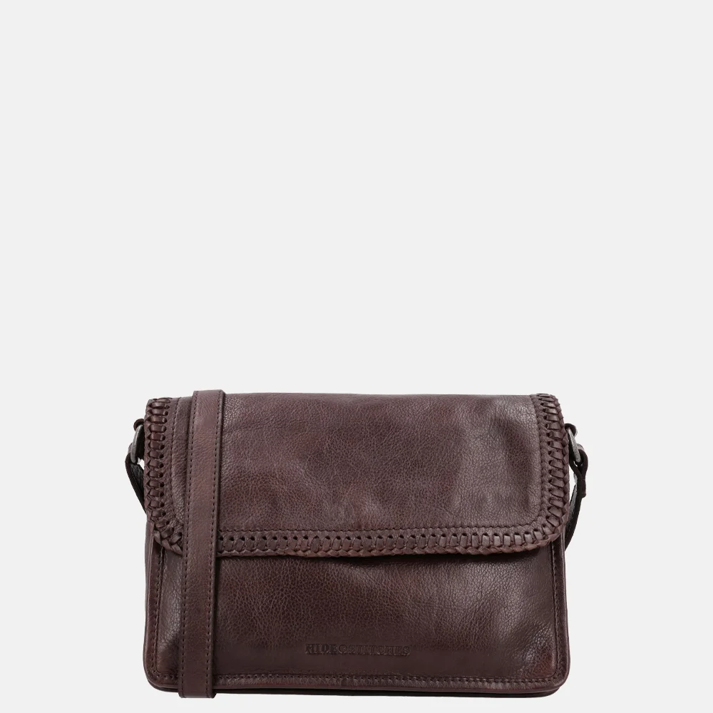 Hide & Stitches Country crossbody tas overslag donkerbruin