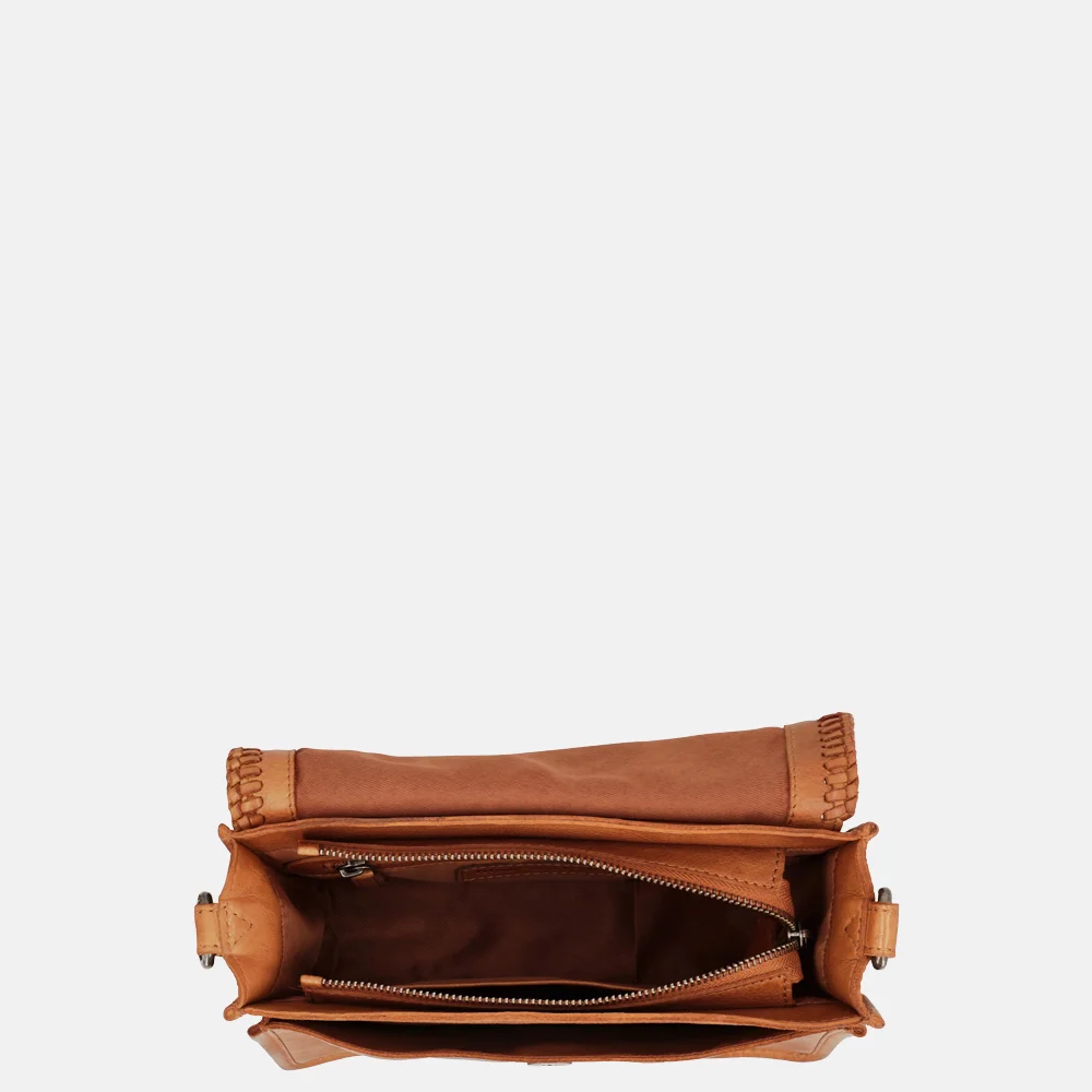 Hide & Stitches Country crossbody tas overslag camel bij Duifhuizen