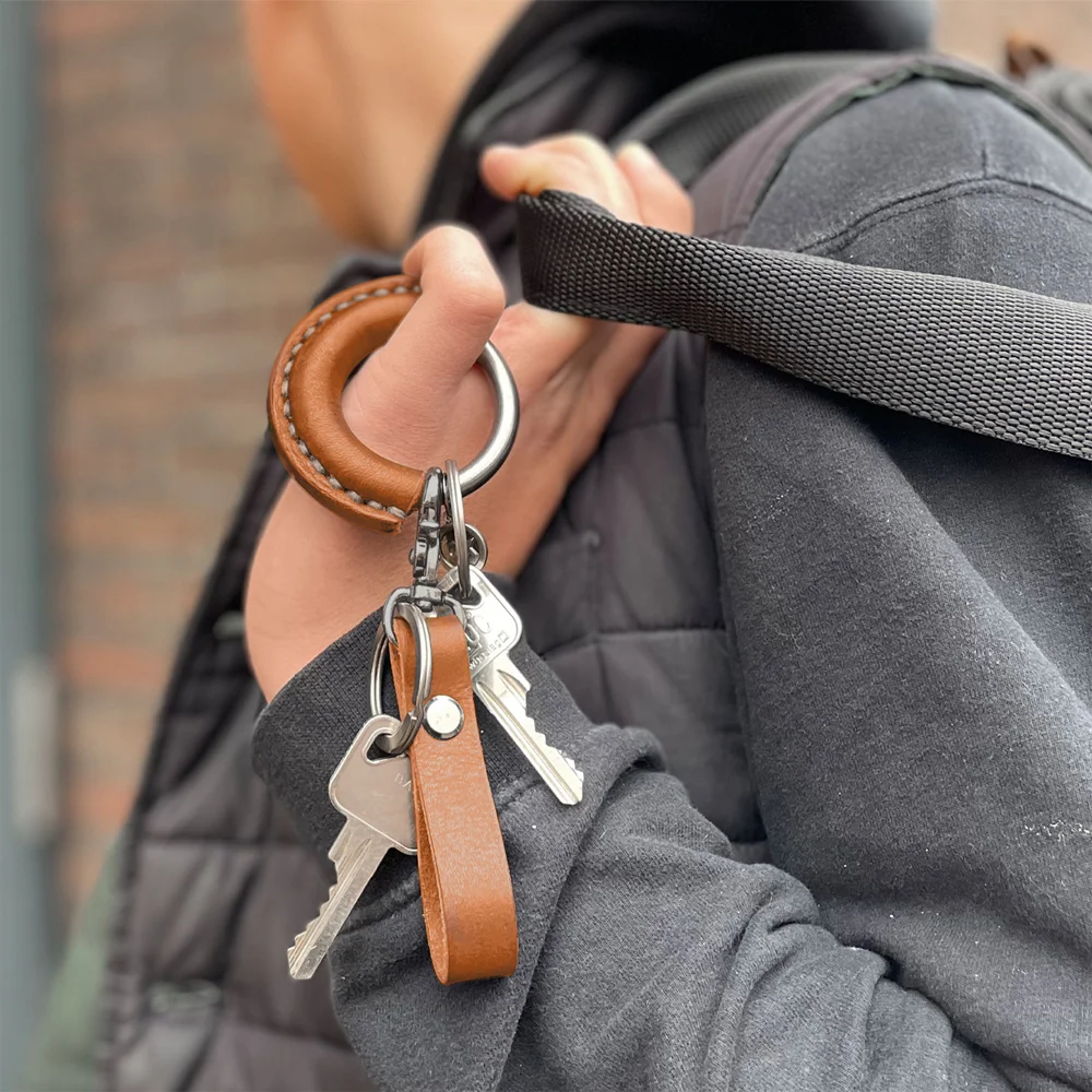 OX Originals sleutelhanger cognac/gun metal bij Duifhuizen
