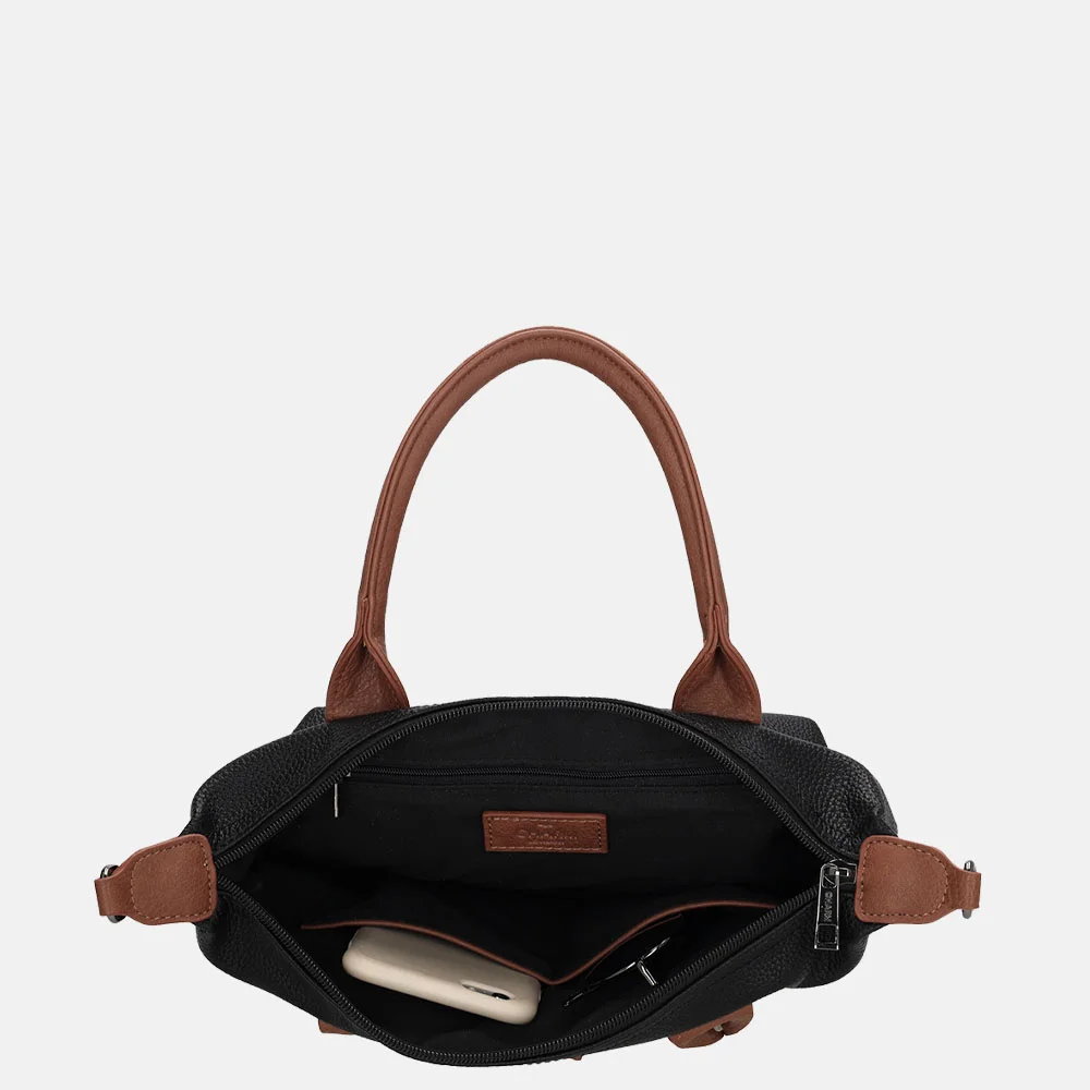 Charm London Buckingham Palace handtas M zwart/cognac bij Duifhuizen