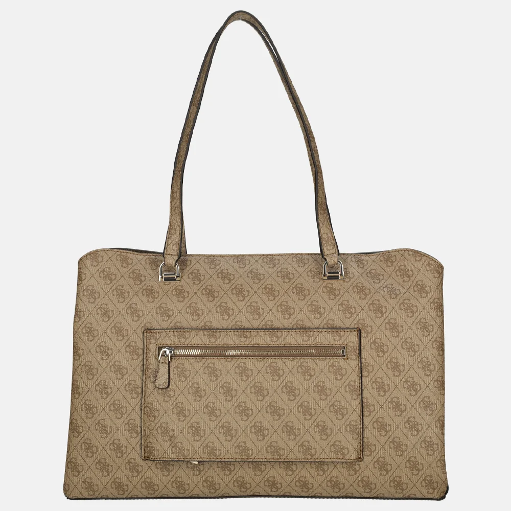 Guess Orlina travel tote shopper latte logo/brown bij Duifhuizen