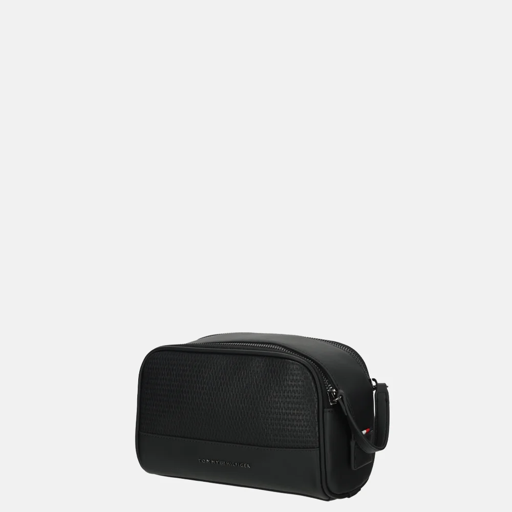 Tommy Hilfiger Woven wash bag toilettas black bij Duifhuizen