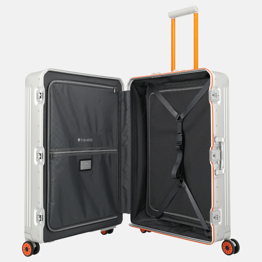 Travelite Next 2.0 reiskoffer 75 cm Limited Edition silver-orange bij Duifhuizen