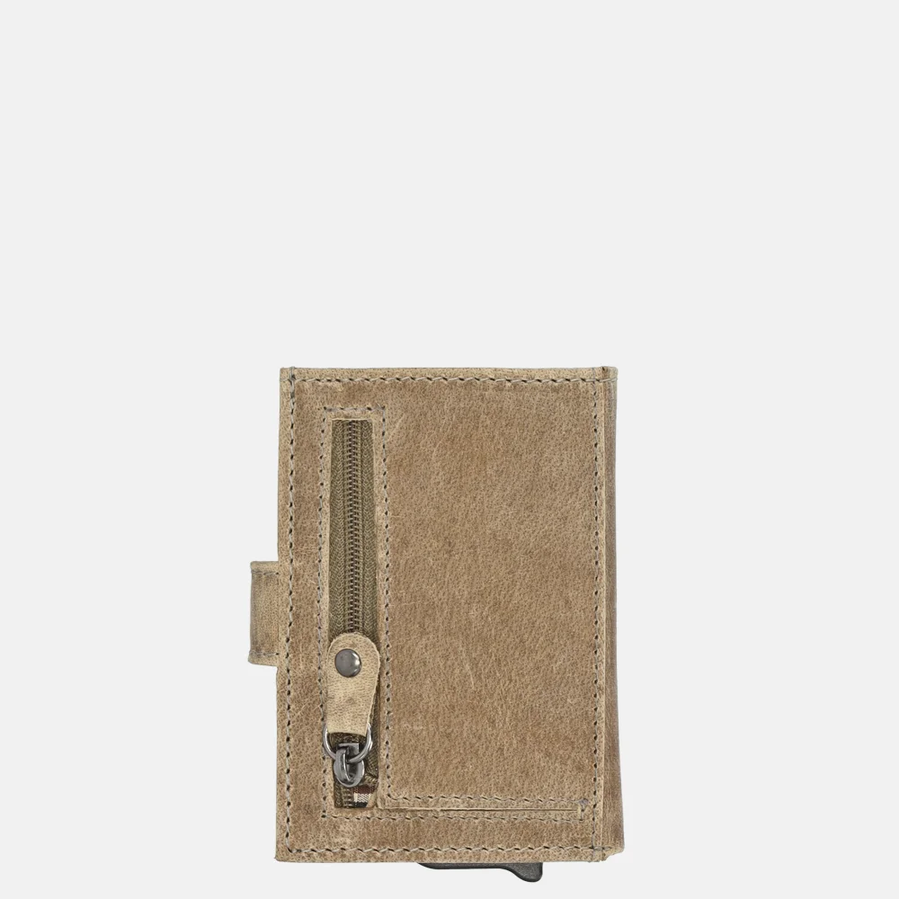 Hide & Stitches dubbele pasjeshouder donker zand bij Duifhuizen