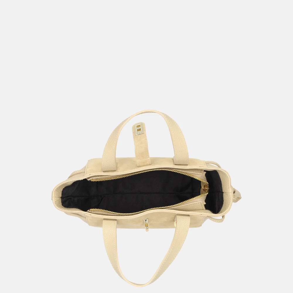 Charm London handtas suede/leer lichttaupe bij Duifhuizen