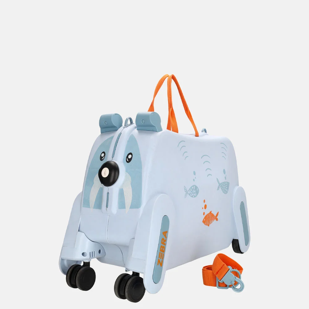 Zebra Trends rol handbagage zitkoffer lichtblauw bij Duifhuizen