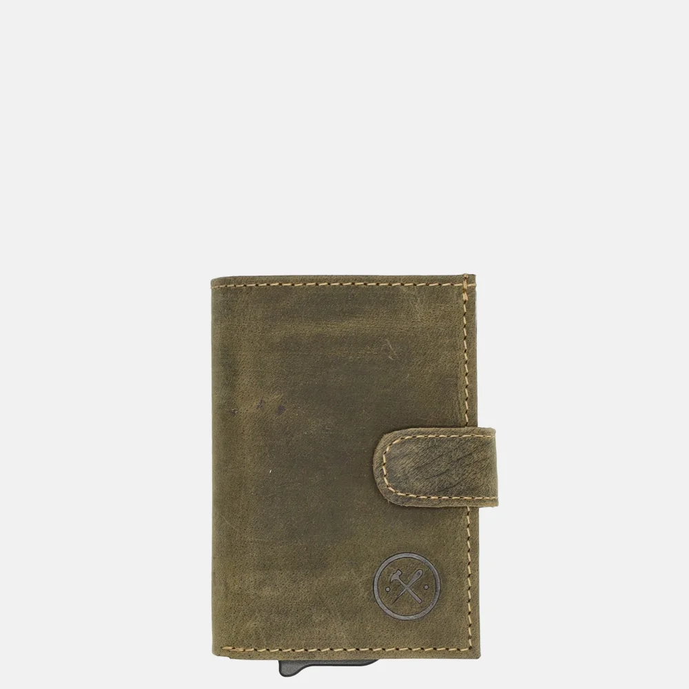 Hide & Stitches dubbele pasjeshouder olijf