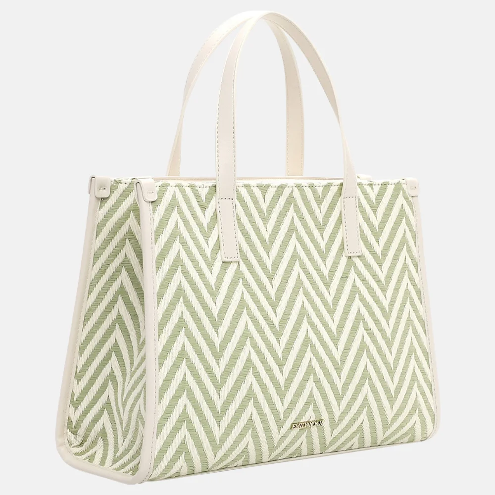 Emily & Noah Raffia handtas M pistachio bij Duifhuizen