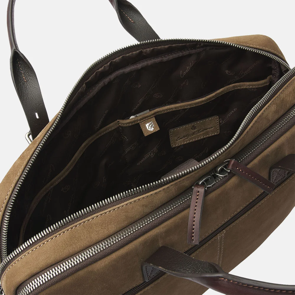 Castelijn en Beerens Nubuck laptoptas 15 inch taupe bij Duifhuizen