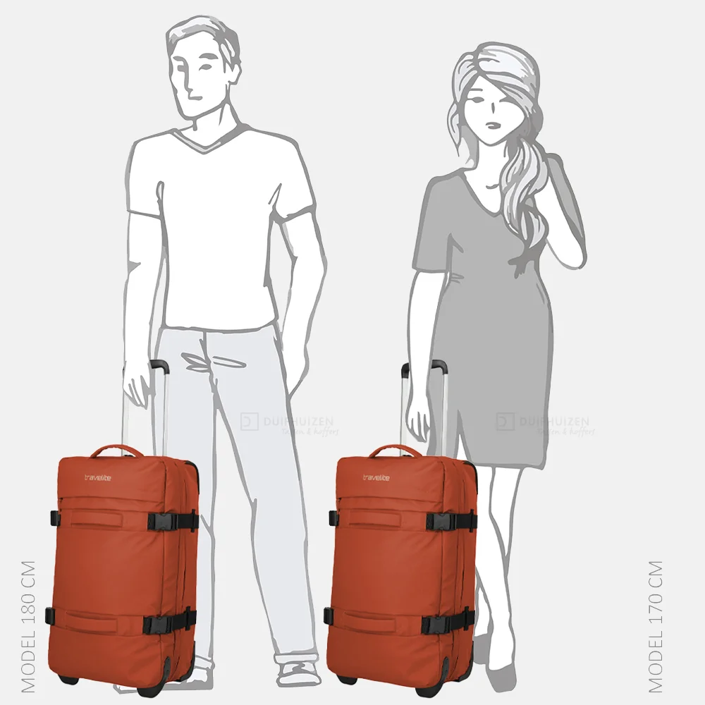 Travelite Bolonia wieltas M 63cm orange bij Duifhuizen