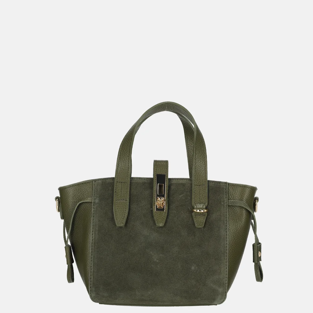 Charm London handtas suede/leer olijfgroen bij Duifhuizen