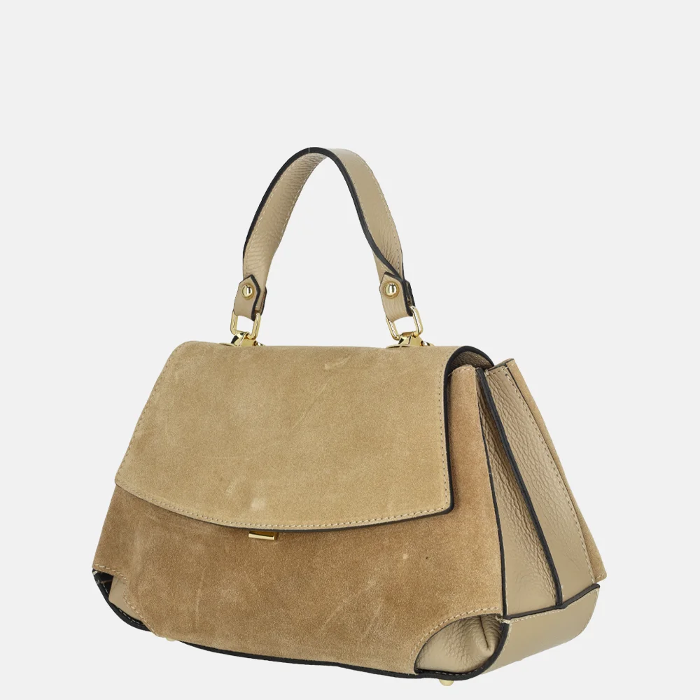 Charm London overslag handtas suede lichttaupe bij Duifhuizen