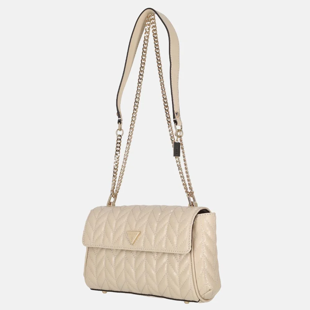 Guess Stacey crossbody tas light beige bij Duifhuizen