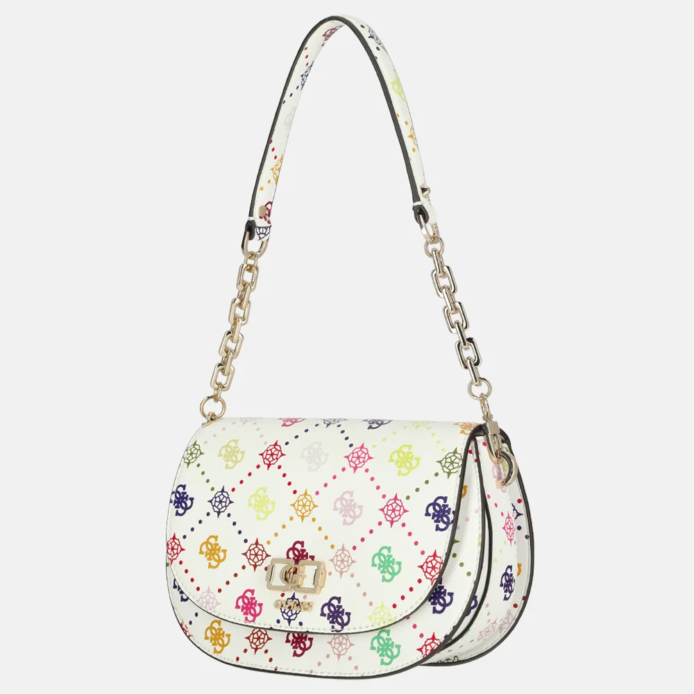 Guess Emelie flap schoudertas multi logo bij Duifhuizen
