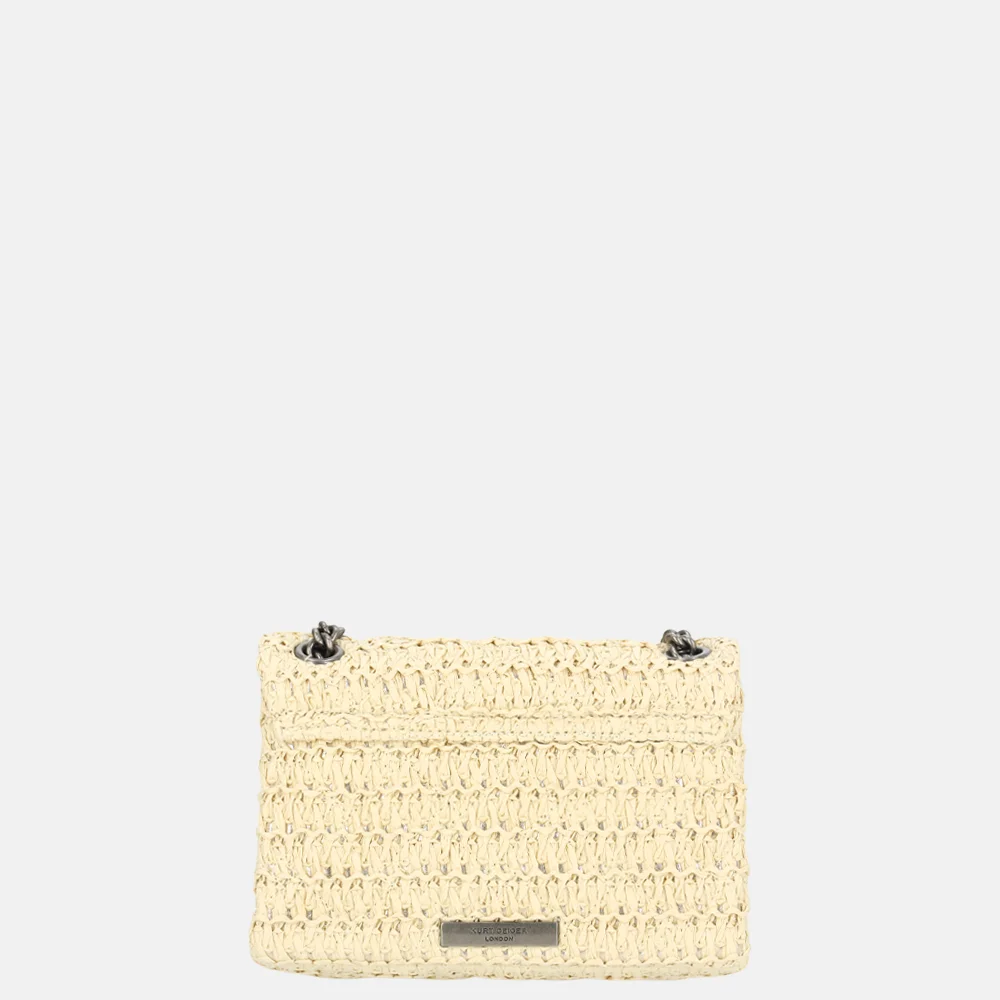 Kurt Geiger kensington schoudertas raffia mini beige bij Duifhuizen