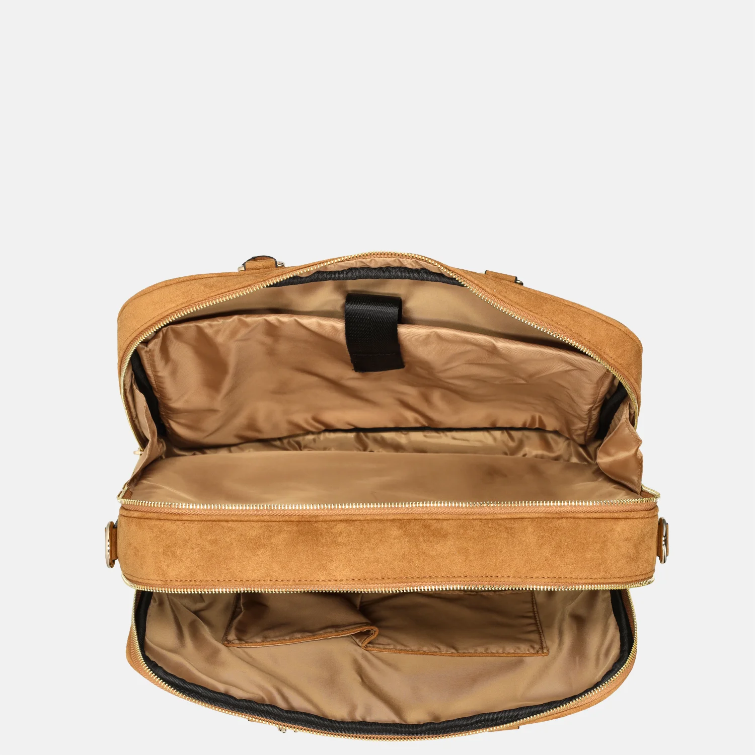 Olivia Lauren businesstas suedine 16 inch cognac bij Duifhuizen