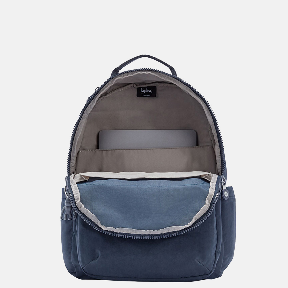 Kipling Seoul rugzak 15 inch blue bleu bij Duifhuizen