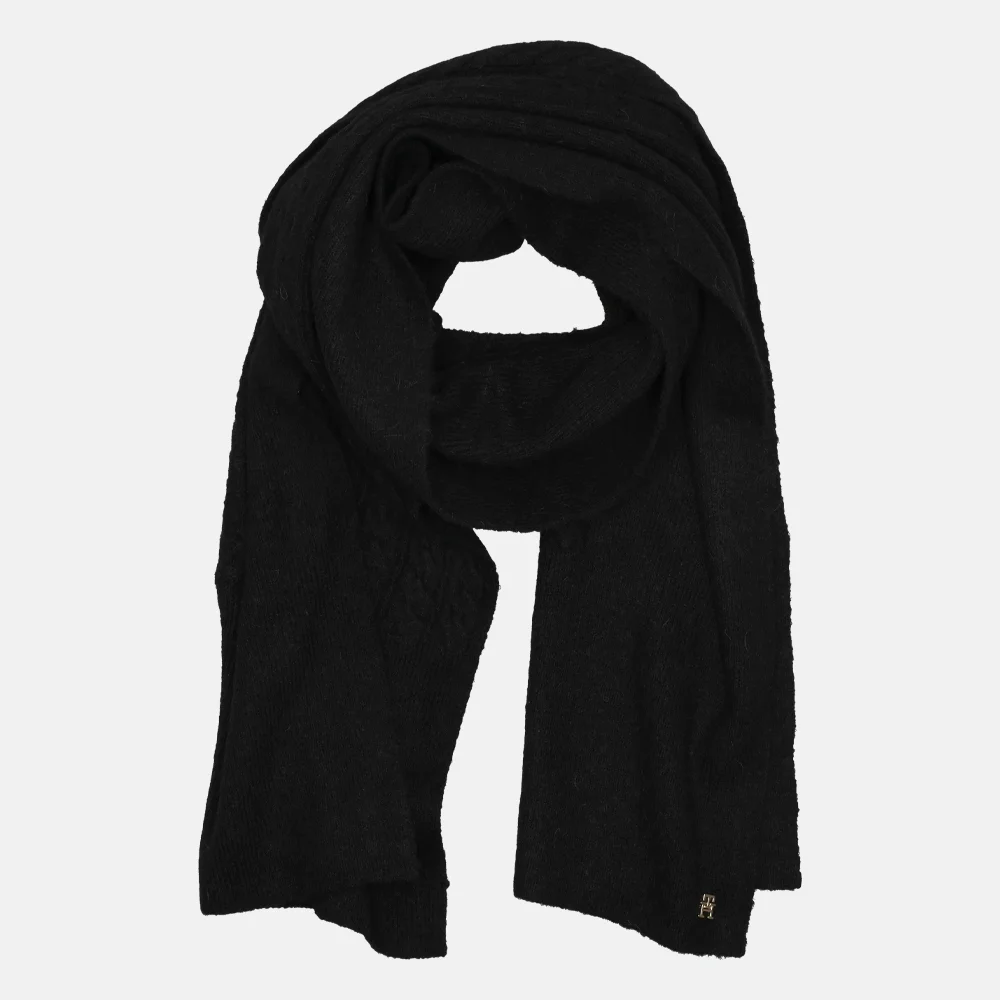 Tommy Hilfiger Elevated Chic fluffy sjaal black bij Duifhuizen