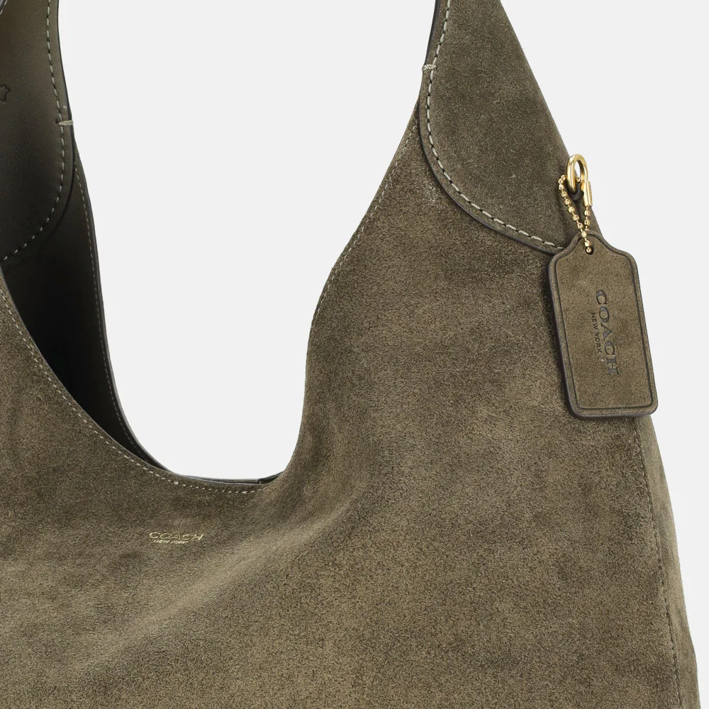 Coach Brooklyn suede buideltas olive bij Duifhuizen