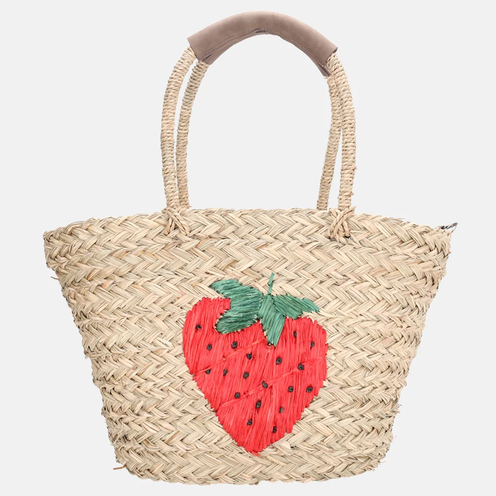 Zebra Trends rieten strandtas strawberry bij Duifhuizen