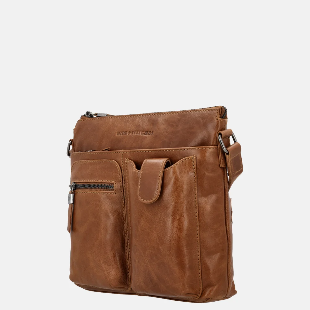 Hide & Stitches Idaho crossbody tas bruin bij Duifhuizen