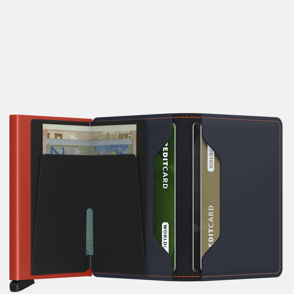 Secrid Slimwallet pasjeshouder matte night blue orange bij Duifhuizen