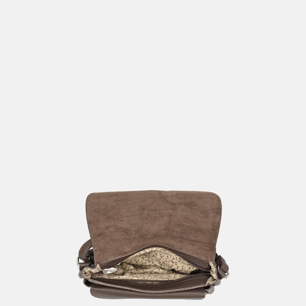 Flora & Co crossbody tas chocolat bij Duifhuizen
