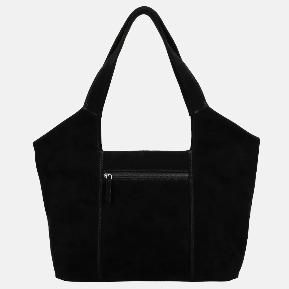 Hide & Stitches Brazos suede shopper L zwart bij Duifhuizen