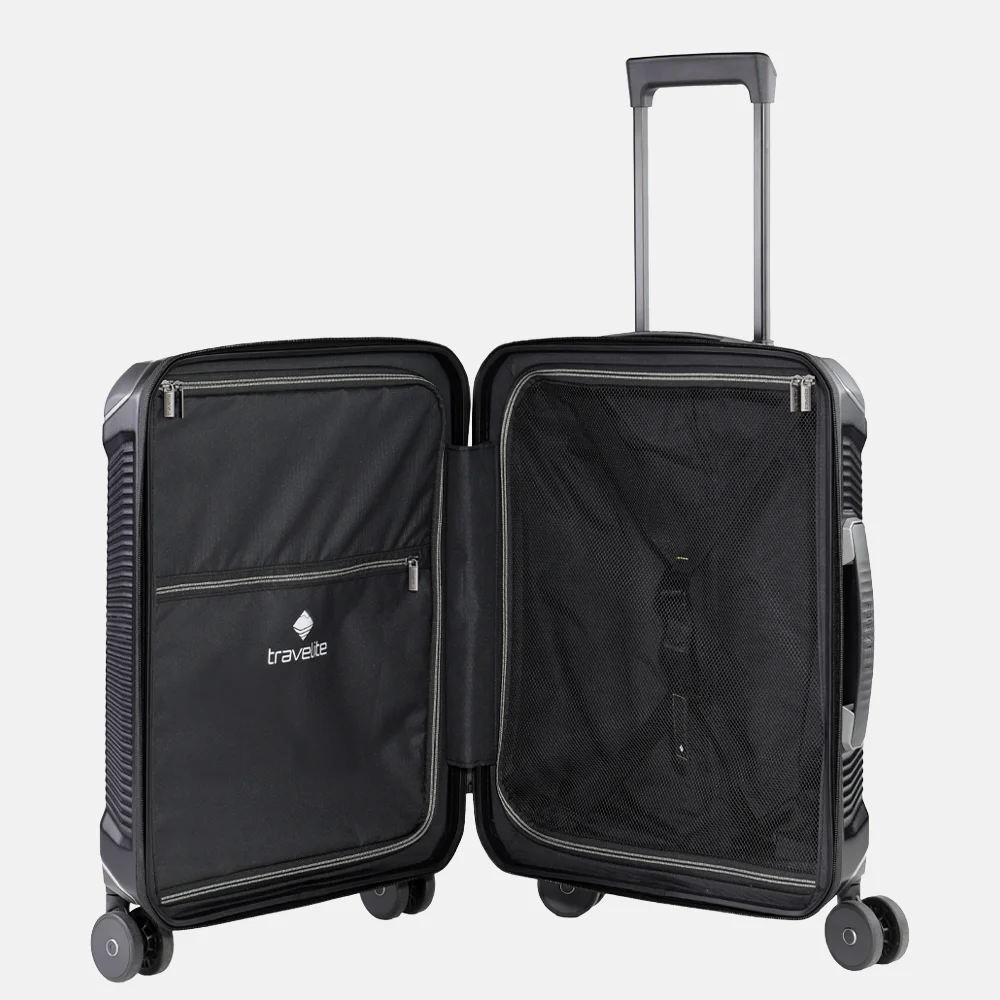 Travelite Millennium spinner handbagage koffer 55 cm black bij Duifhuizen
