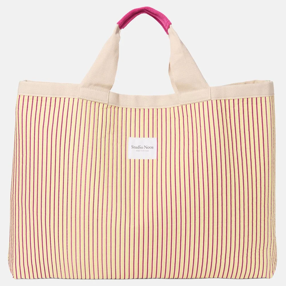 Studio Noos Poplin Striped strandtas butter yellow