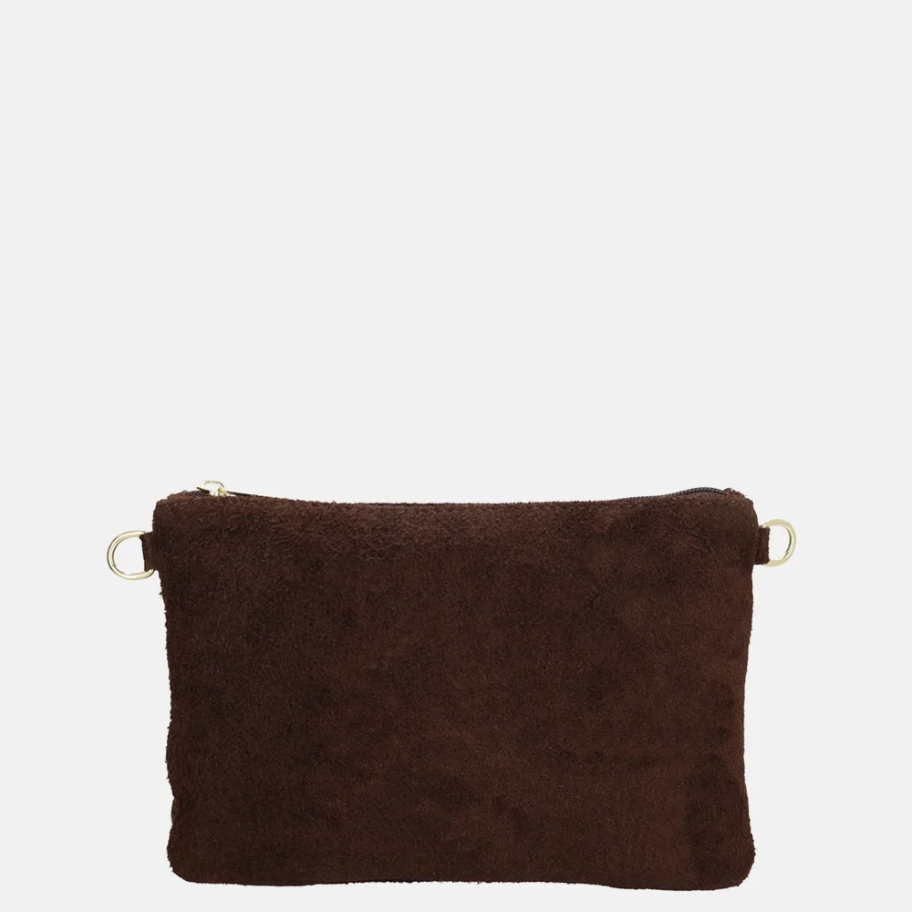 Charm London suède crossbody tas franjes donkerbruin bij Duifhuizen
