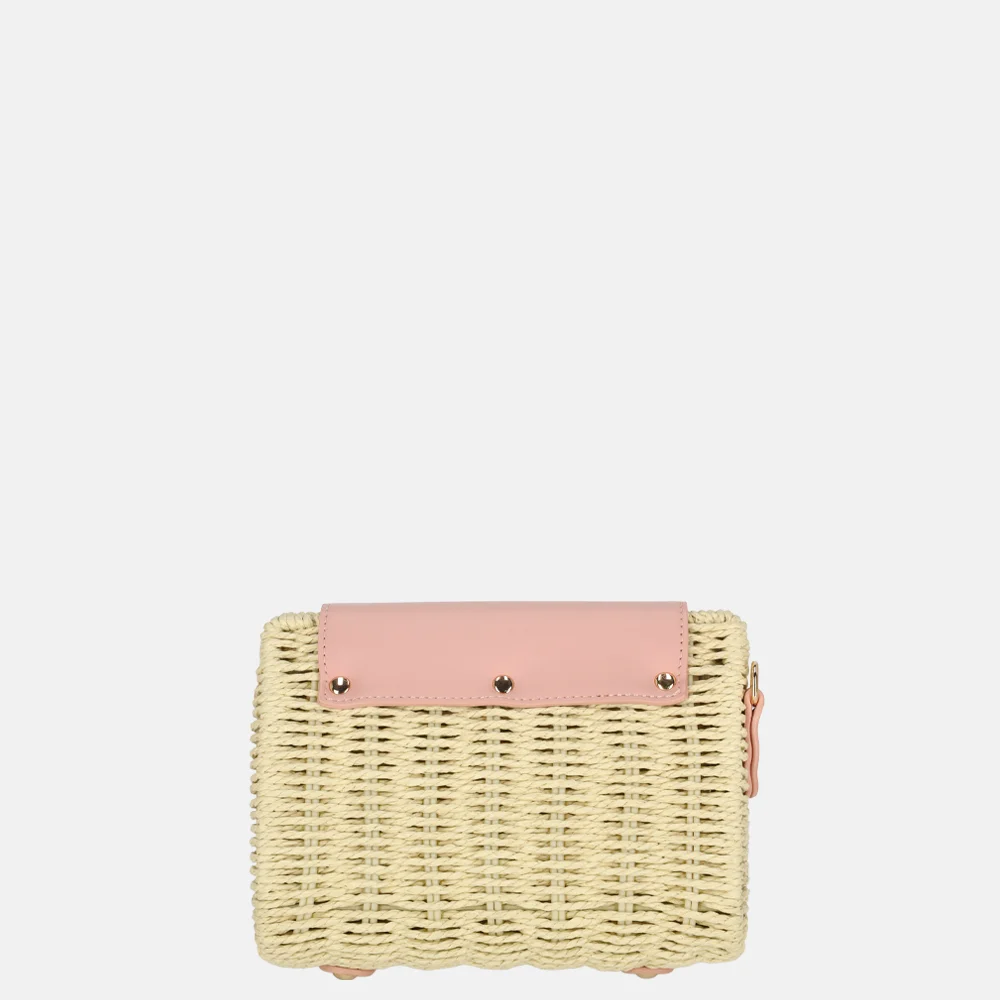 Flora & Co schoudertas riet rose bij Duifhuizen