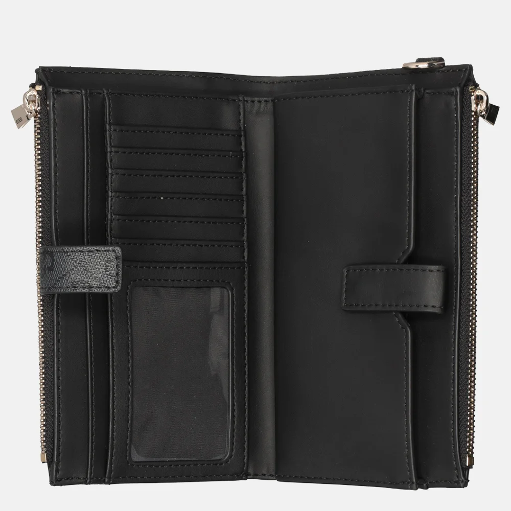Guess Laurel II zip organizer portemonnee coal logo bij Duifhuizen