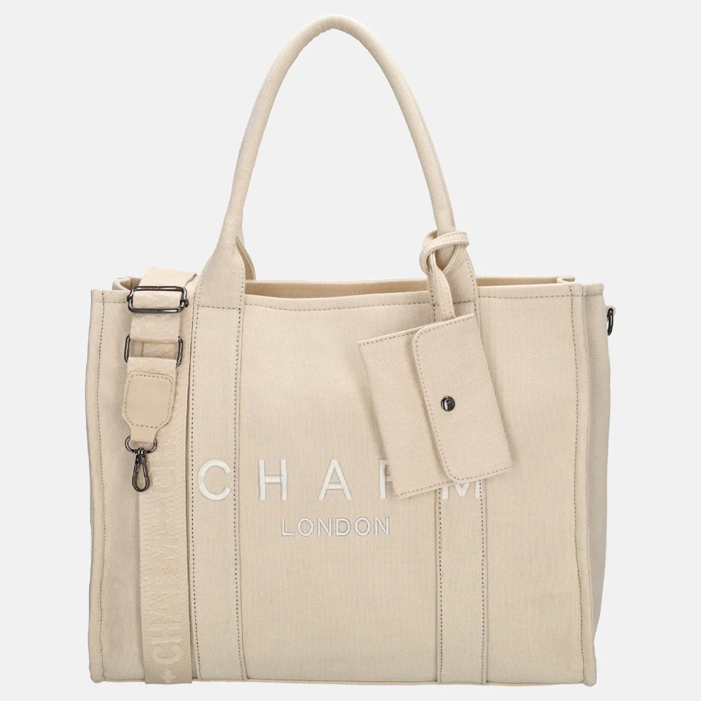 Charm London shopper/laptoptas 15 inch zand