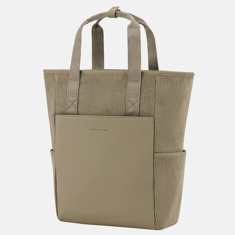 Kapten & Son Lindby Corduroy rugzak khaki bij Duifhuizen