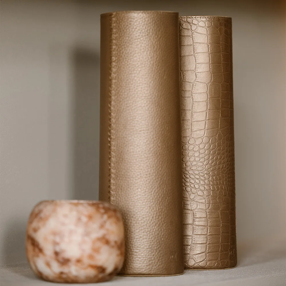 Chamada leren vaas croco M koper bij Duifhuizen