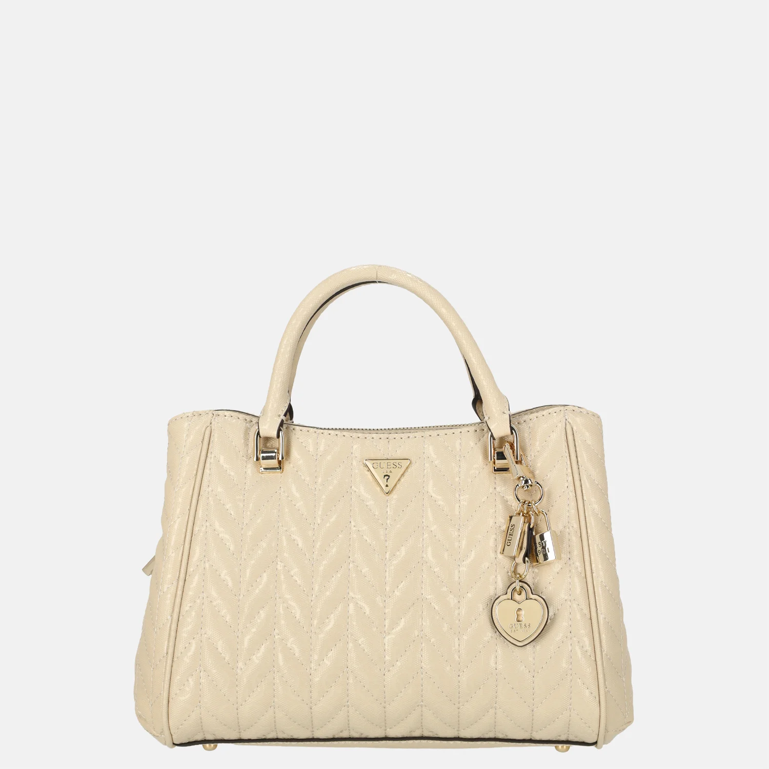 Guess Stacey girlfriend handtas light beige bij Duifhuizen