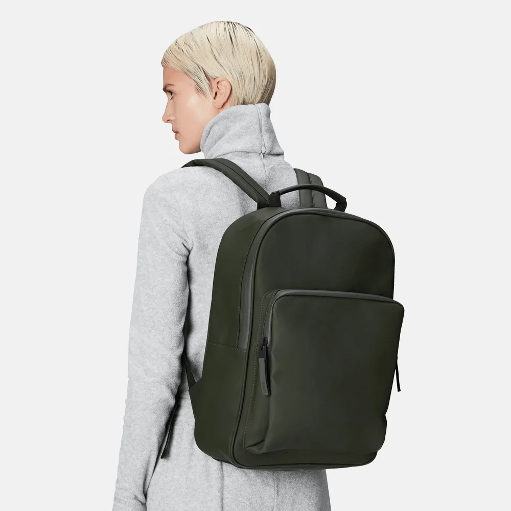 Rains Book rugzak large 15 inch green bij Duifhuizen