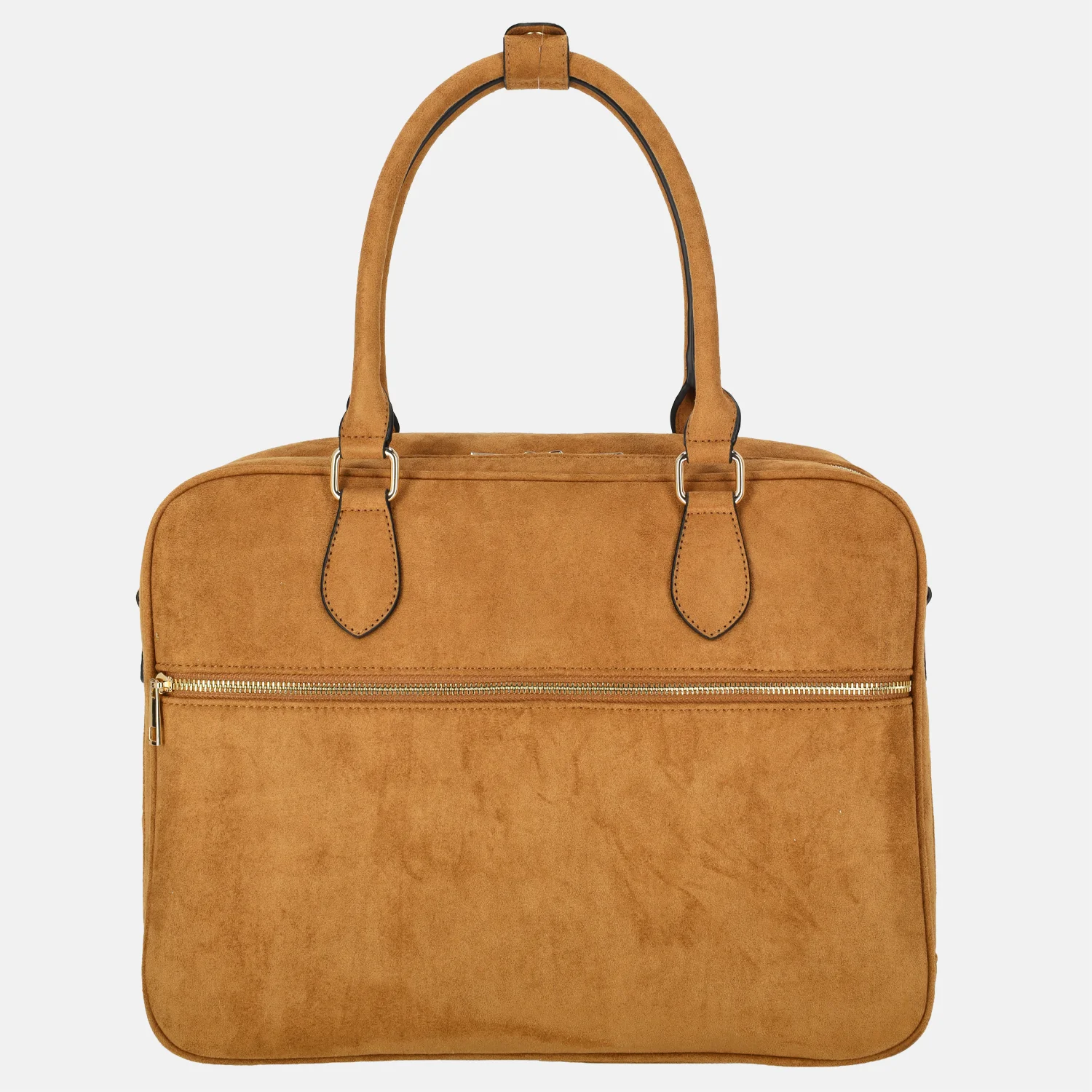 Olivia Lauren businesstas suedine 16 inch cognac bij Duifhuizen