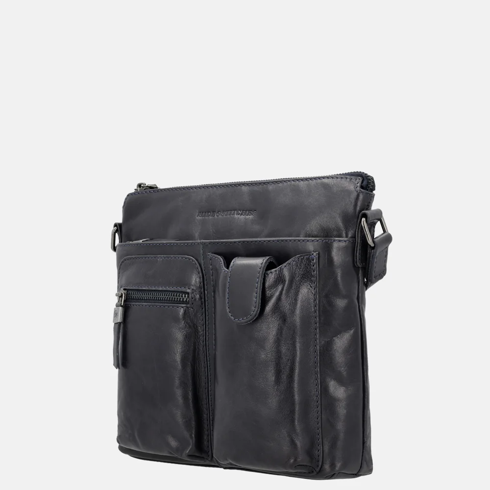 Hide & Stitches Idaho crossbody tas donkerblauw bij Duifhuizen