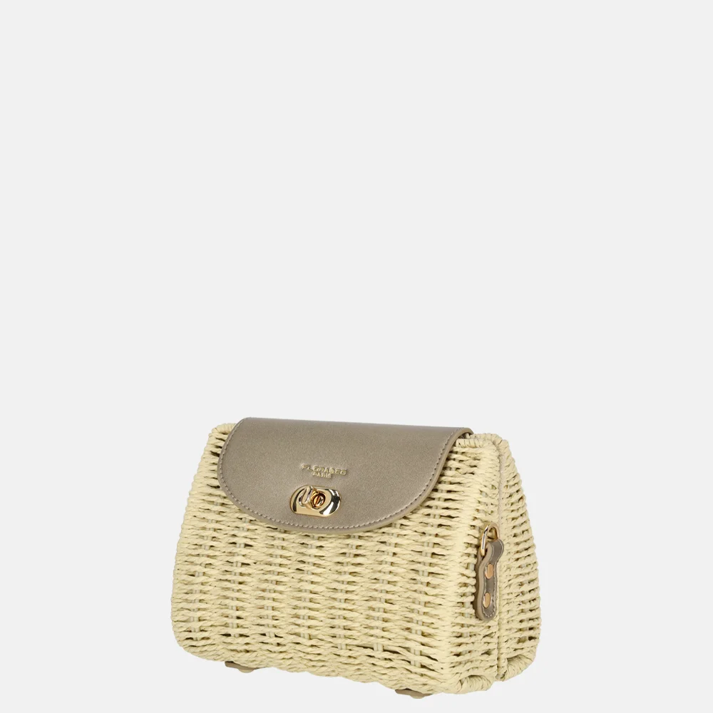 Flora & Co schoudertas riet beige bij Duifhuizen