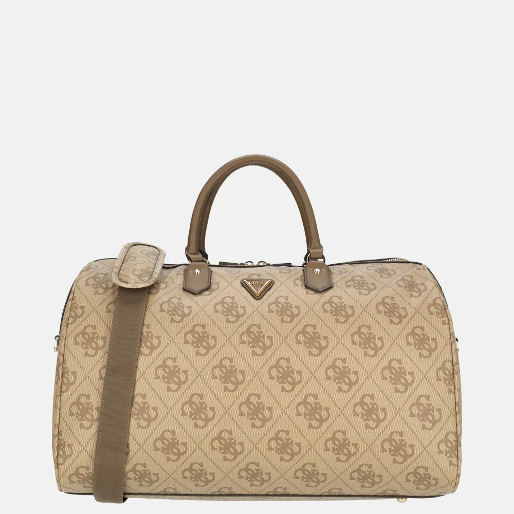 Guess Berta Weekender duffle weekendtas latte logo/brown bij Duifhuizen