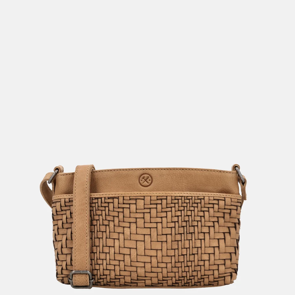 Hide & Stitches Inspired crossbody tas zand bij Duifhuizen