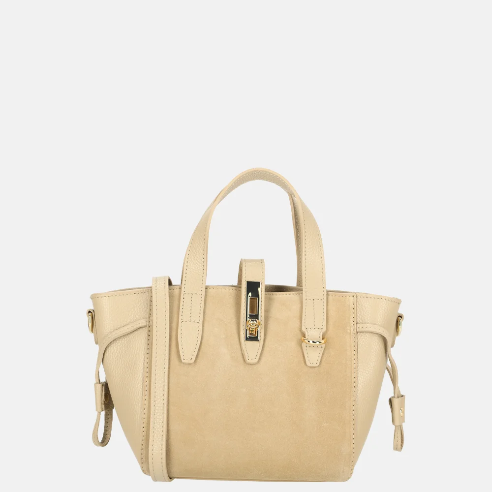 Charm London handtas suede/leer lichttaupe